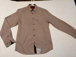 American Breed Smart Men's Button Up brown black design Long Sleeve S small